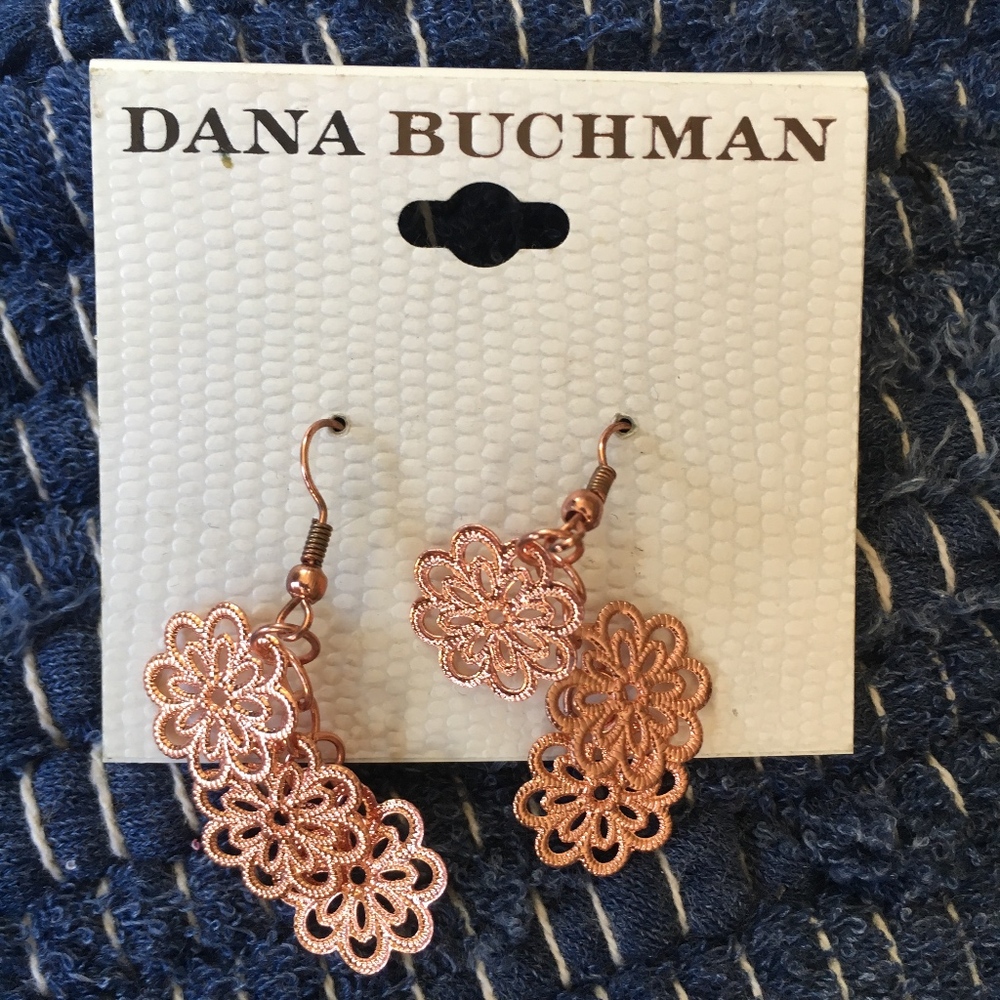 Rose Gold Floral Dangling Earrings